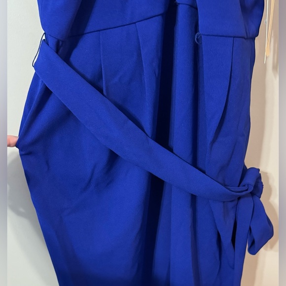 Eliza J Royal Blue Criss Cross Halter Jumpsuit NWT Tie Waist Wide Leg - Picture 7 of 8